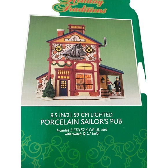 New Holiday Traditions lighted Sailor’s Pub (997372) 2001 Hand Painted Porcelain - Picture 3 of 5